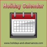 Holidays and Observances Holiday Calendar