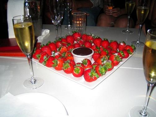 Valentines Day Food - Strawberries, Chocolate, and Champagne