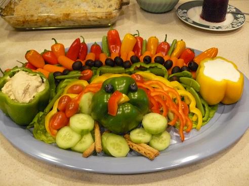 Thanksgiving Food Tips from Holidays and Observances - pictured is a Veggie Turkey Tray