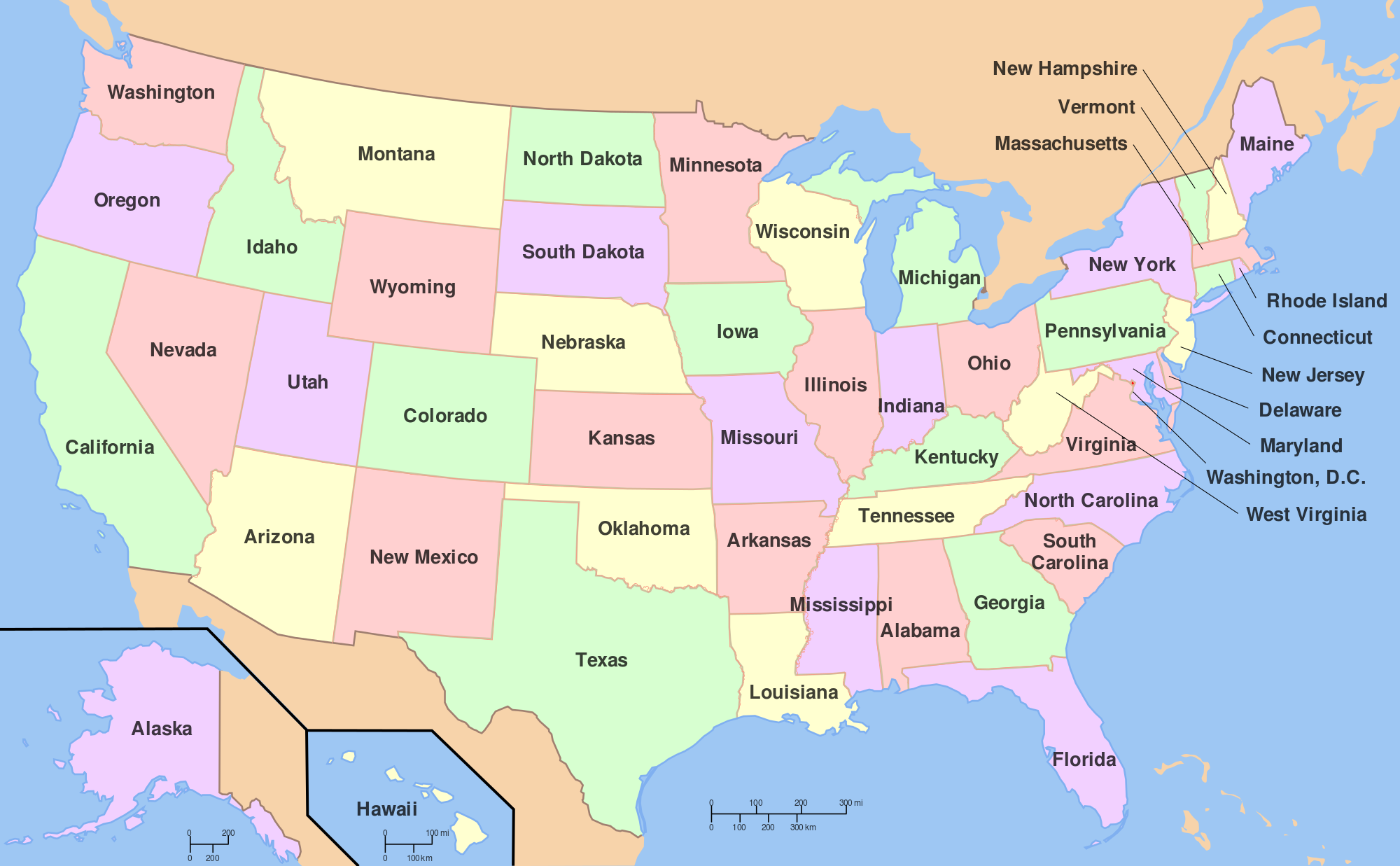 Map of the States of the United States