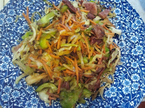 The Holidays and Observances Recipe of the Day for March 27, is a Ham and Cabbage Stir Fry Recipe from Kerry, at Healthy Diet Habits