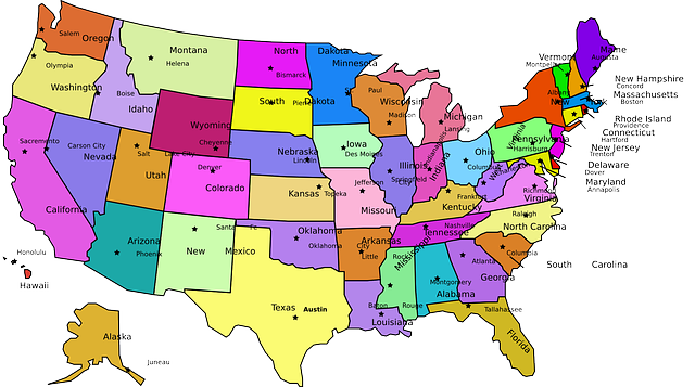 USA State Capitals Map